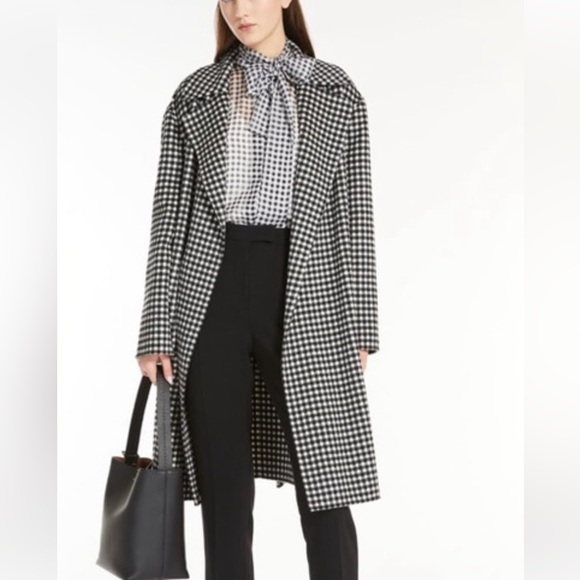 MaxMara Jackets & Blazers - NWOT Max Mara Studio Label-cut Alcade Check-Print Wool Wrap Coat Fall/Winter